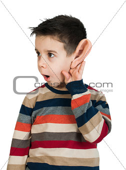 Child listening with ear