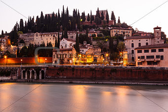 Adige River Embankment at Morning in Verona, Veneto, Italy