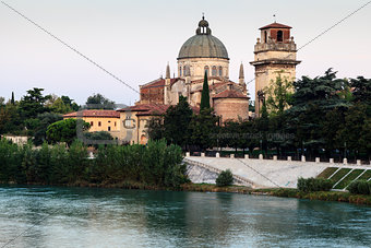 Saint George's Church on Adige River Bank in Verona, Veneto, Ita