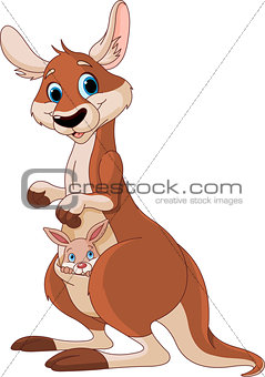 Kangaroo mom and baby
