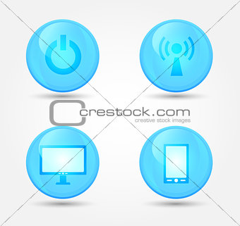 Set of glossy technology icons. Vector icons