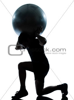man workout holding fitness ball