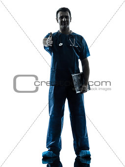 doctor man silhouette standing full length gesturing handshake