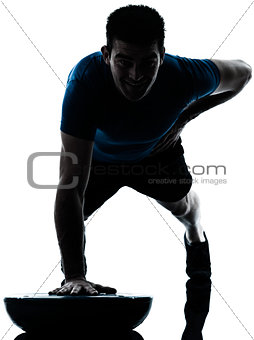 man exercising bosu push ups workout fitness posture