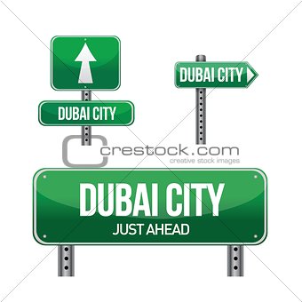 dubai city road sign