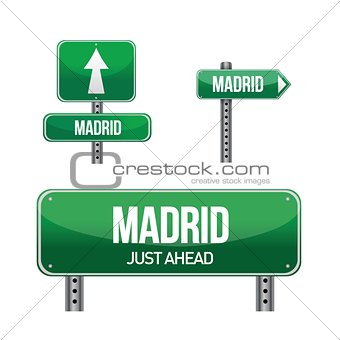 Madrid spain city road sign