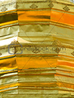 Texture of Golden pagoda, Wat Phrathat chomkitti temple in Chian