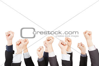 hand of business group with fist gesture