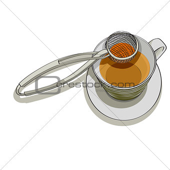 strainer and cup of tea