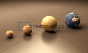 Planets Mercury Mars Venus and Earth blank