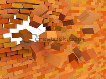 brick wall crashing