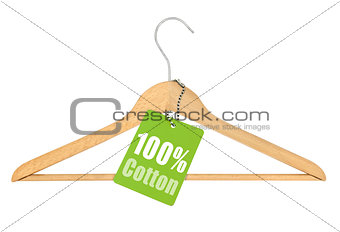 coat hanger with hundred percent cotton tag
