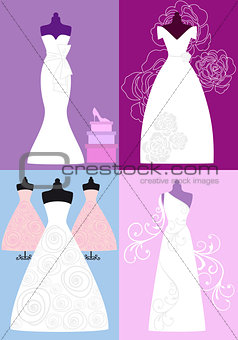 wedding dresses, bridal gowns, vector