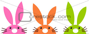 Cute simple easter bunnies set isolated on white