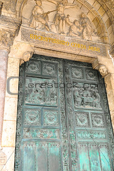 The front door of Basilica Sacre Coeur, Paris
