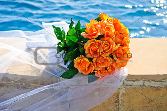 Wedding Bouquet of Orange Roses