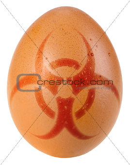 Egg with biohazard warning sign