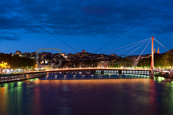 Bridge in Lyon at night