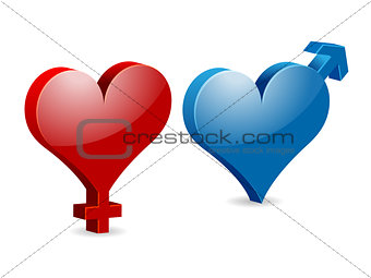 Venus and Mars Valentine's hearts