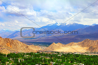 View of Leh valley, Ladakh range, India