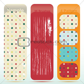 Vintage polka dot texture set and old look sratch