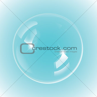 White bubble on blue background