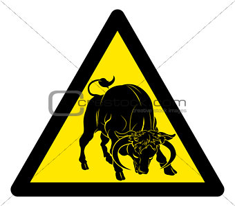 Caution Warning Bull Sign