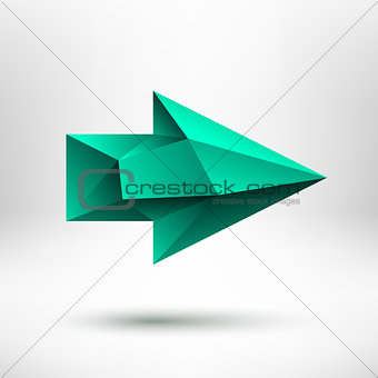 3d Green Right Arrow Sign with Light Background