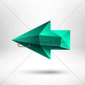 3d Green Left Arrow Sign with Light Background
