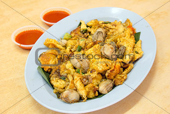 Southeast Asian Fried Baby Oyster Omelette