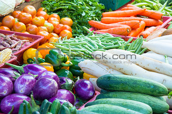 Vegetables Stand in Wet Market