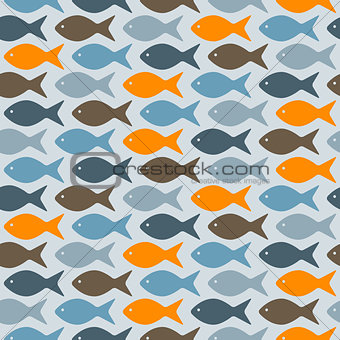 Vector Seamless Pattern with Fishes