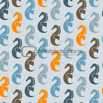 Vector Seamless Pattern with Sea Horses