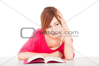 young student Do not concentrate and thinking 