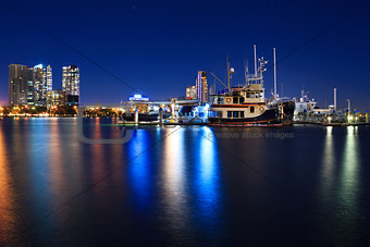 marina at night in Southport, Gold Coast, QLD, Australia
