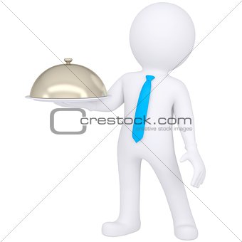 3d white man holding a bowl in his hand