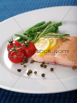 Cooked salmon dinner