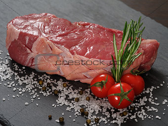 Raw sirloin steak