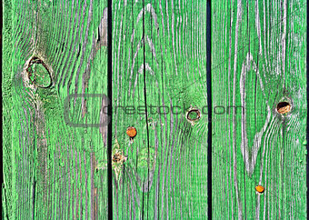 Old wooden boards painted in green. Background. 