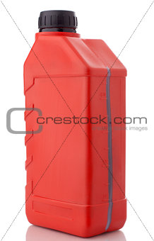 Red canister with machine oil