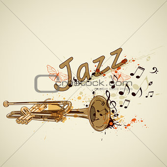Background with trumpet and notes