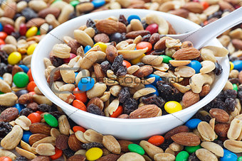Trail Mix in White Bowl