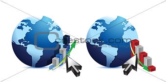 Globe and business graphs