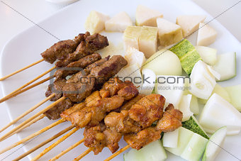 Mutton and Chicken Satay Dish