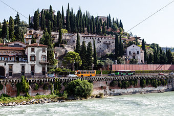 Adige River Embankment in Verona, Veneto, Italy