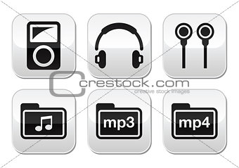 Mp3 player vector buttons set