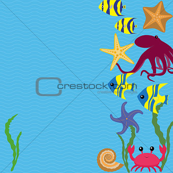 Vector card with sea animals