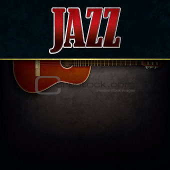 abstract background with word jazz and accoustic guitar