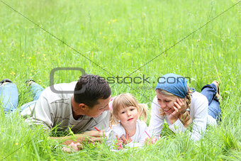 young family on the nature
