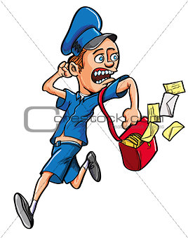 Cartoon postman running